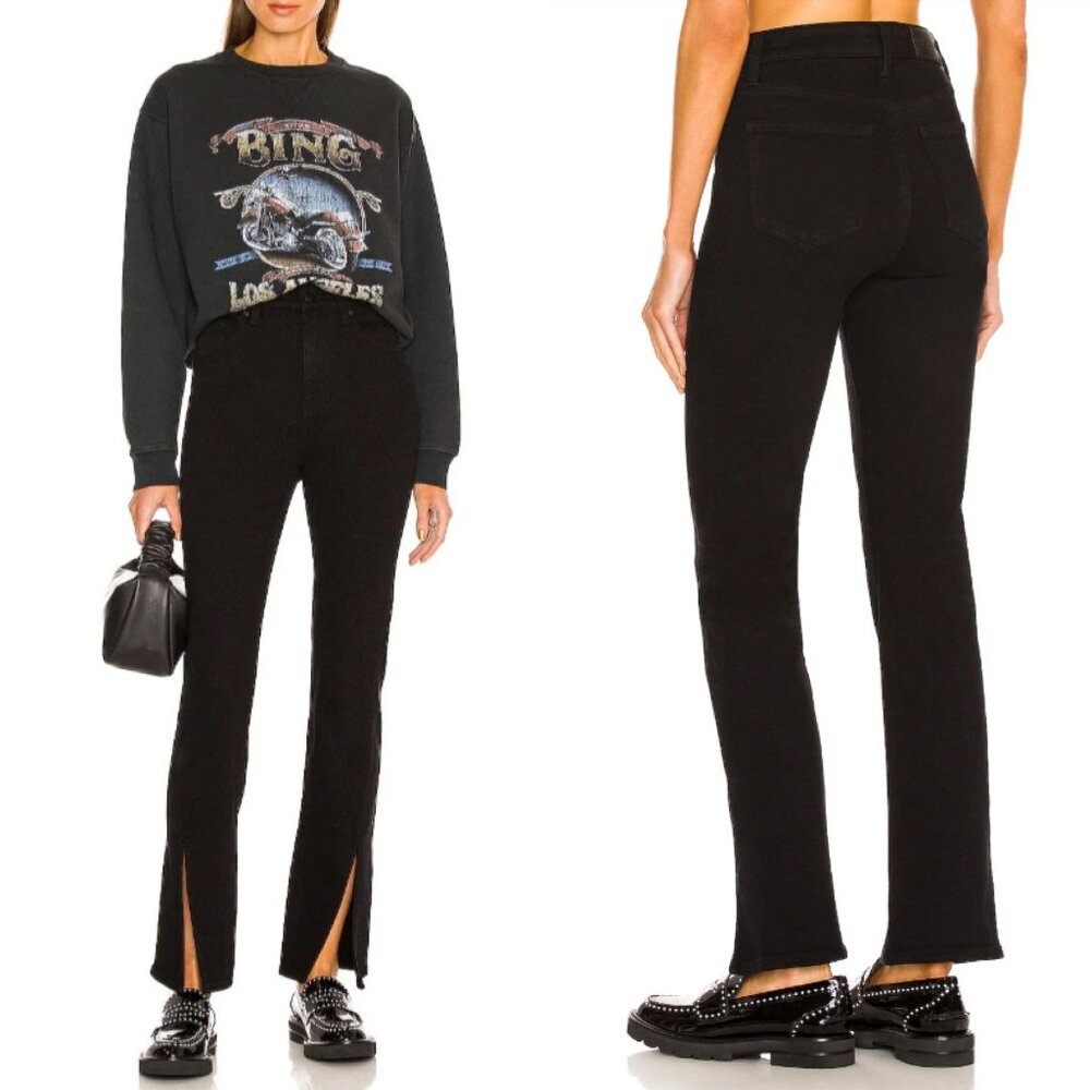 Pistola Black Wash Teagan High Rise Vented Straight Leg Jeans